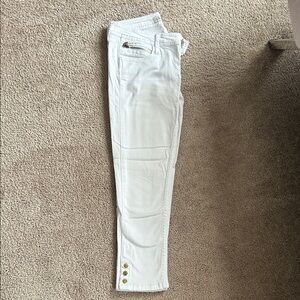 Guess Women's White Skinny Capri  with Gold Accents